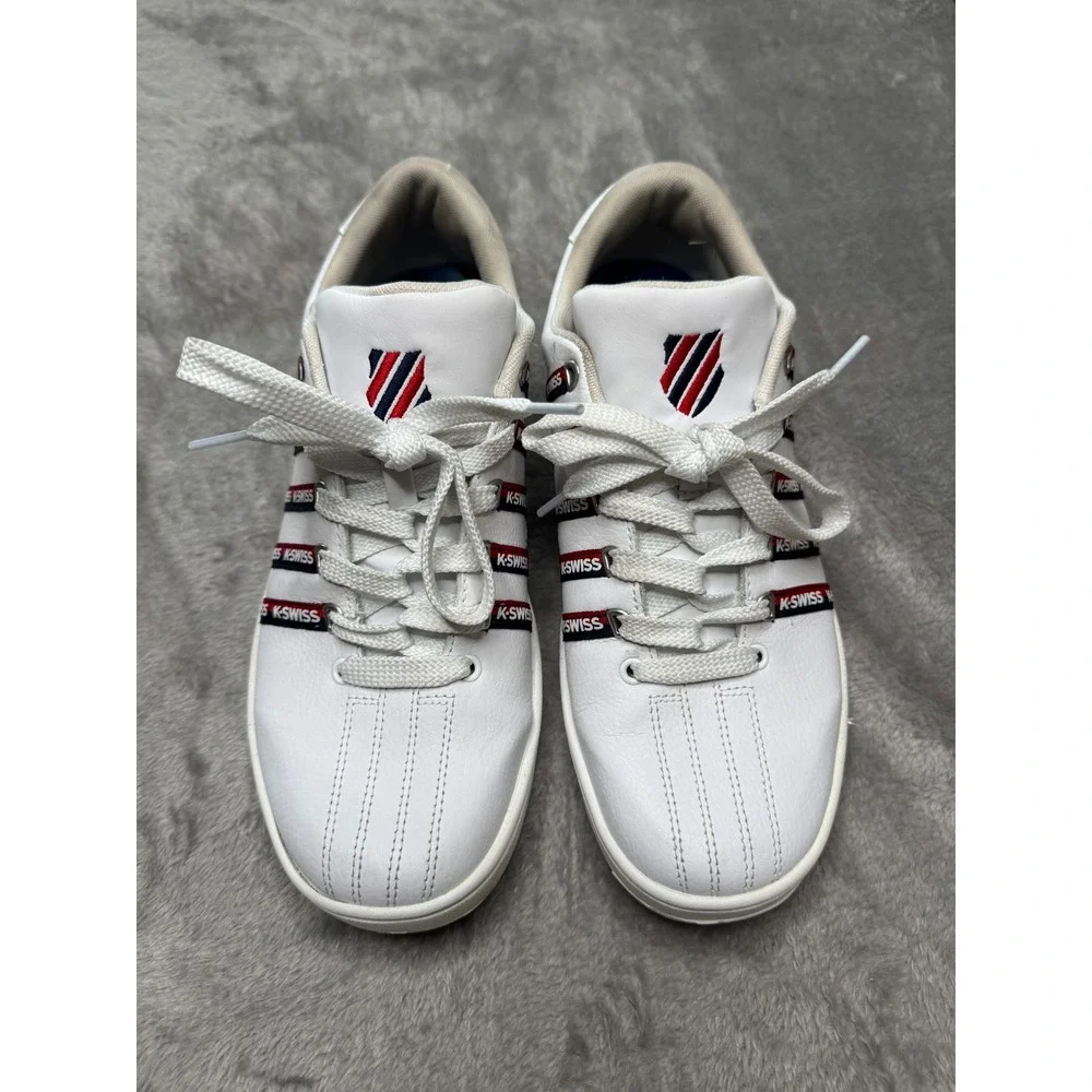 K-Swiss Court Pro II CMF Mens 10.5 White Leather Sneakers 03629-155 Memory Foam